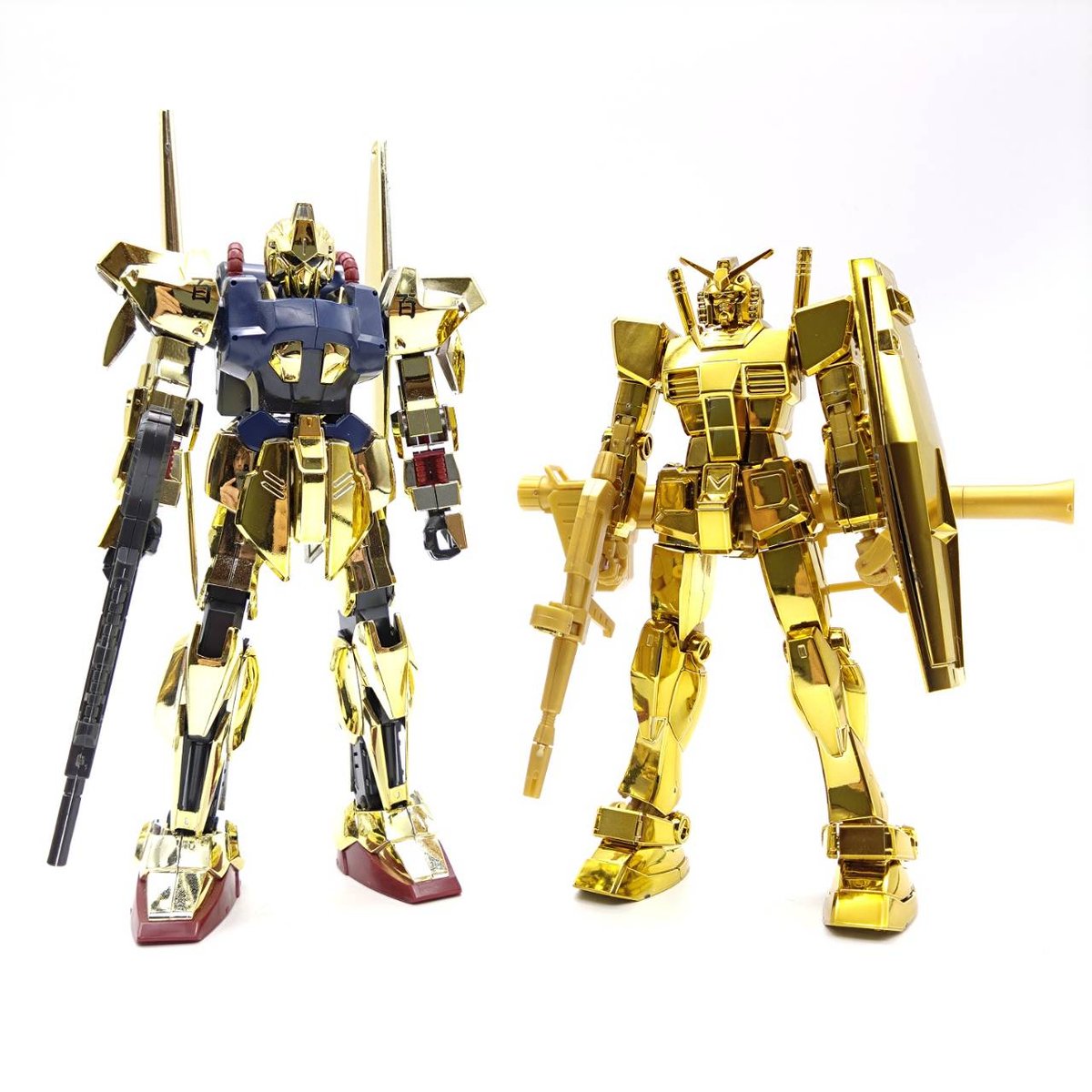 HG ガンダム ＆ アクションベース ＆ MG ガンダム ゴールドコーティング ガンプラ黄金魂ここにあり！】 HGUC 1/144 ガンダム ゴールド
